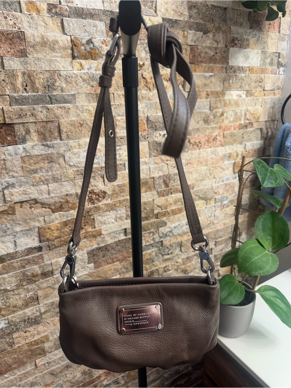 Marc Jacobs Chocolate Brown Pebbled Leather Crossbody